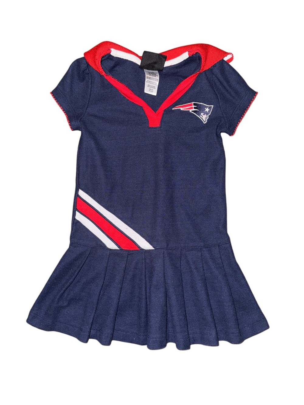 NFL Girls Patriots Navy Red Collar Dress Top